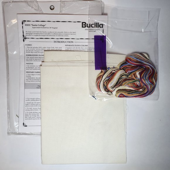 Vintage 1993 Bucilla Cross Stitch Christmas Stocking Kit - 83035 Santa Collage - Picture 3 of 3
